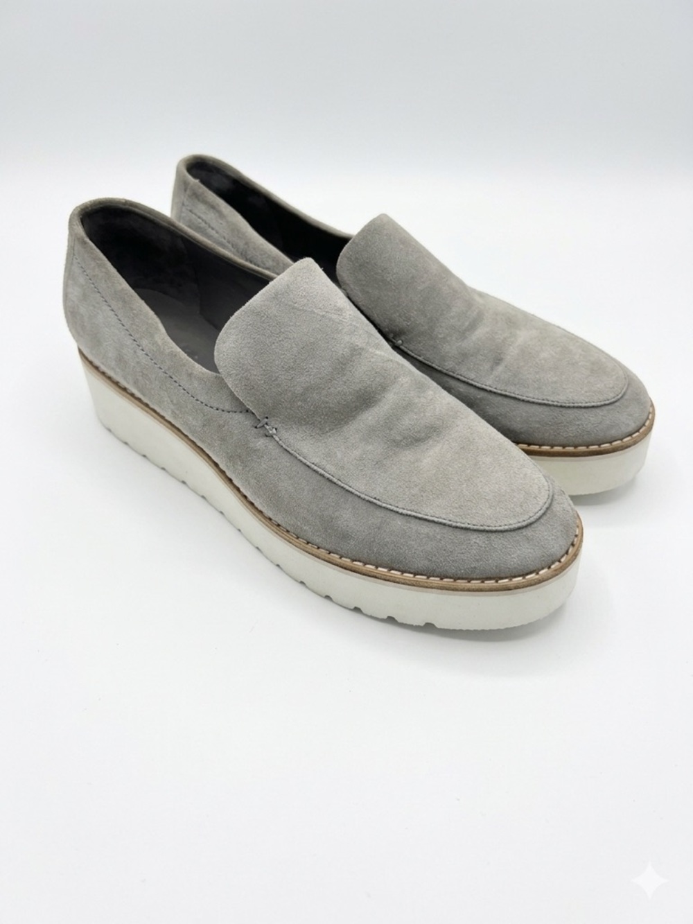 Vince Women’s Zeta Grey Suede Platform Loafer Size 8